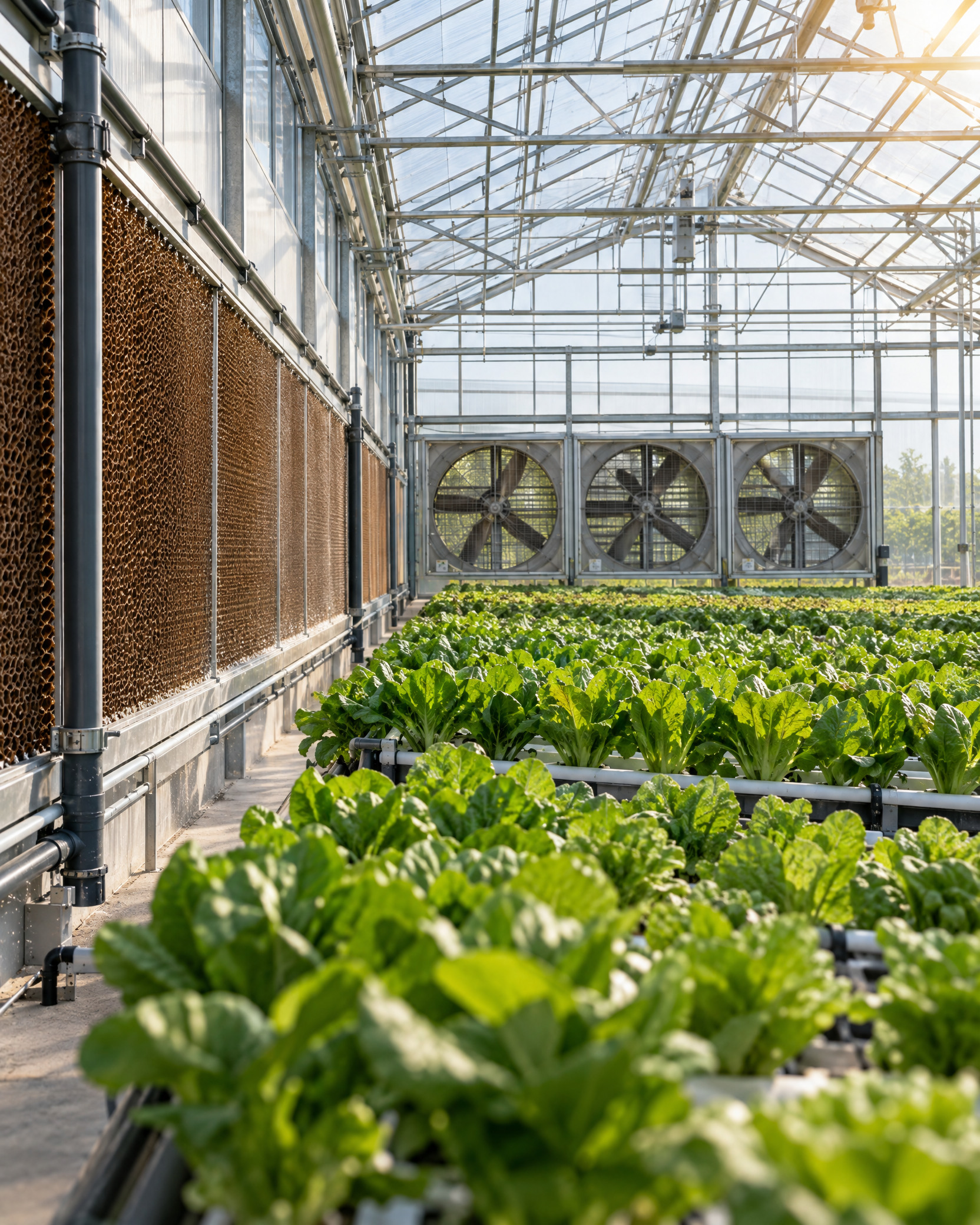 Concept image showing greenhouse ventilation and cooling equipment